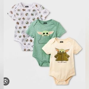 🆕️Baby 3pk baby yoda bodysuits disney starwars
